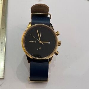 Tayroc Gold and Blue leather band men’s Watch, great cond